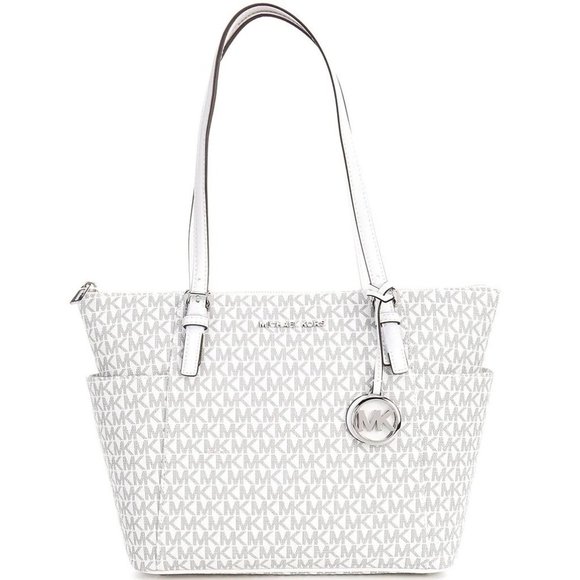 Michael Kors Handbags - Michael Kors Jet Set East West Top Zip Signature Logo Tote Bag